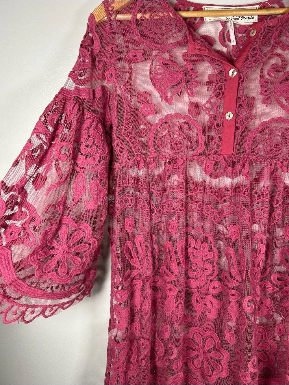 Jens Pirate Booty for Free People Berry Lace Sheer Lace Tunic Dress Overlay